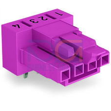 Socket for PCBs, angled, 4-pole, pink