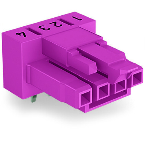 Socket for PCBs, angled, 4-pole, pink