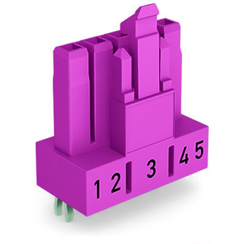 Socket for PCBs, straight, 5-pole, pink