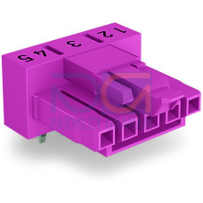 Socket for PCBs, angled, 5-pole, pink