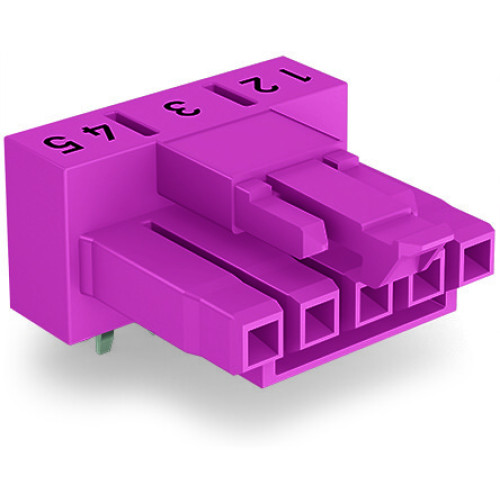 Socket for PCBs, angled, 5-pole, pink