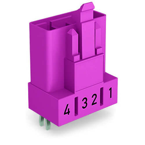 Plug for PCBs, straight, 4-pole, pink