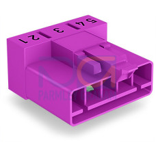 Plug for PCBs, angled, 5-pole, pink