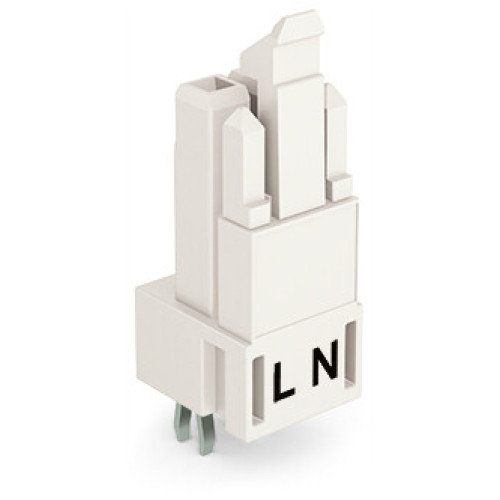 Socket for PCBs, straight, 2-pole, white
