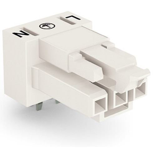 Socket for PCBs, angled, 3-pole, white