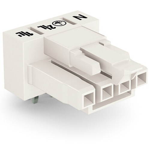 Socket for PCBs, angled, 4-pole, white