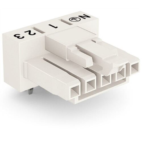 Socket for PCBs, angled, 5-pole, white