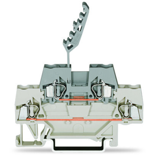 Double-deck terminal block, Through/through terminal block, for DIN-rail 35 x 15 and 35 x 7.5, light gray/gray
