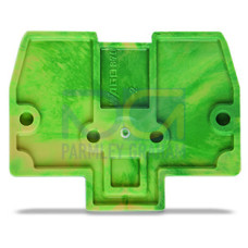 End and intermediate plate, 2 mm thick, for 2-conductor ground conductor Ex term, green-yellow