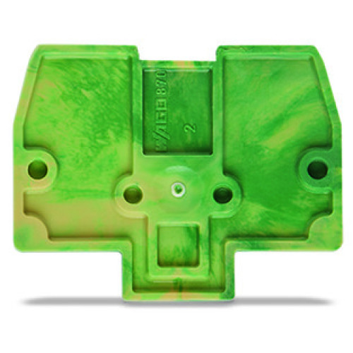 End and intermediate plate, 2 mm thick, for 2-conductor ground conductor Ex term, green-yellow