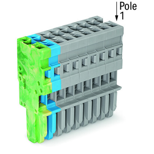 1-conductor female connector, CAGE CLAMP&reg;, 4 mm&sup2;, gray/blue/green-yellow