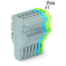 1-conductor female connector, Push-in CAGE CLAMP&reg;, 1.5 mm&sup2;, gray/blue/green-yellow