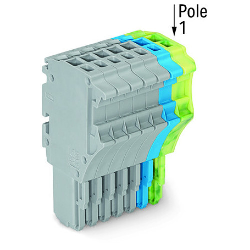 1-conductor female connector, Push-in CAGE CLAMP&reg;, 1.5 mm&sup2;, gray/blue/green-yellow