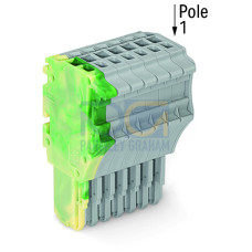 1-conductor female connector, Push-in CAGE CLAMP&reg;, 1.5 mm&sup2;, green-yellow/gray