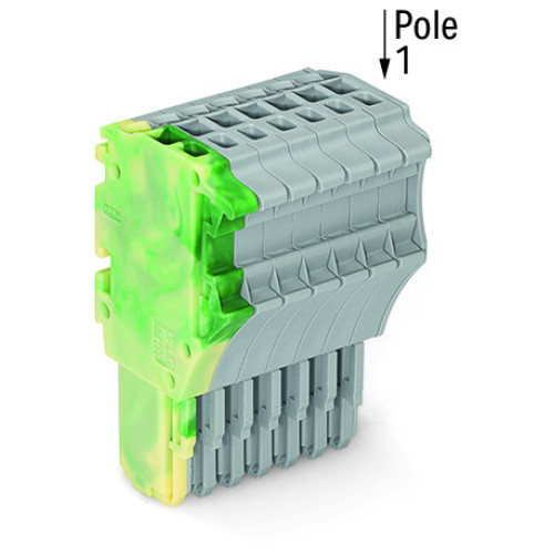 1-conductor female connector, Push-in CAGE CLAMP&reg;, 1.5 mm&sup2;, green-yellow/gray