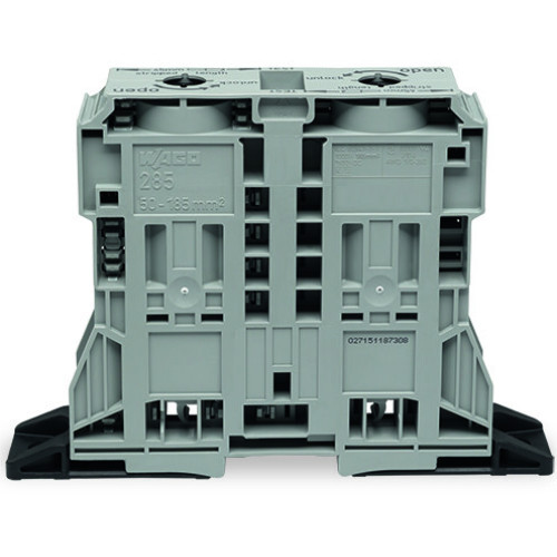 2-conductor through terminal block, 185 mm&sup2;, lateral marker slots, gray