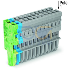 1-conductor female connector, CAGE CLAMP&reg;, 4 mm&sup2;, gray/blue/green-yellow