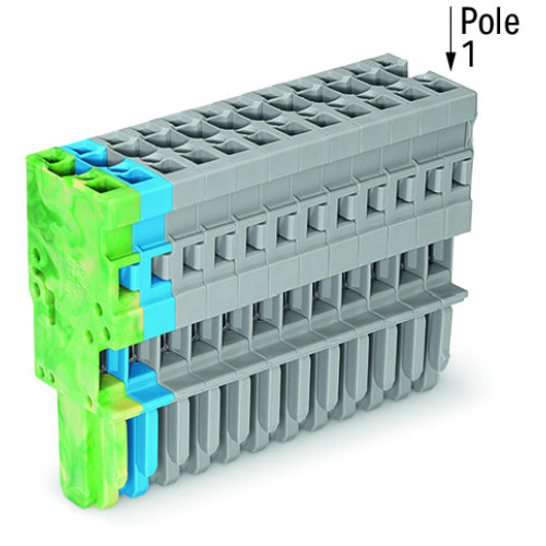 1-conductor female connector, CAGE CLAMP&reg;, 4 mm&sup2;, gray/blue/green-yellow