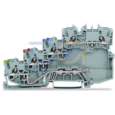 4-conductor sensor terminal block, with ground contact, with colored conductor entries, gray