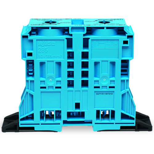 2-conductor through terminal block, 185 mm&sup2;, lateral marker slots, blue