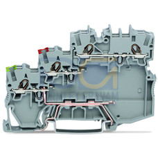 3-conductor actuator supply terminal block, for NPN-(low-side) switching actuators, with ground contact, gray
