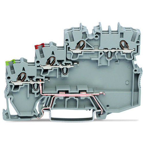 3-conductor actuator supply terminal block, for NPN-(low-side) switching actuators, with ground contact, gray