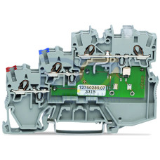 3-conductor sensor terminal block, LED (yellow), for PNP-(high-side) switching sensors, gray
