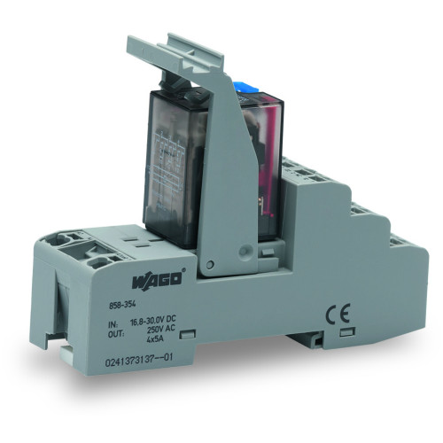 Relay module, Nominal input voltage: 24 VDC, 4 changeover contacts, Limiting continuous current: 5 A