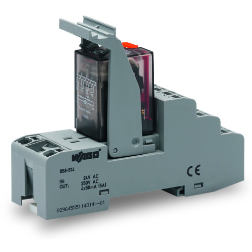 Relay module, Nominal input voltage: 24 VAC, 4 changeover contacts, Limiting continuous current: 5 A