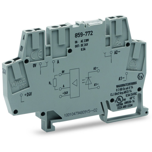 Optocoupler module, Nominal input voltage: 230 VAC, Output voltage range: 20  30 VDC, gray