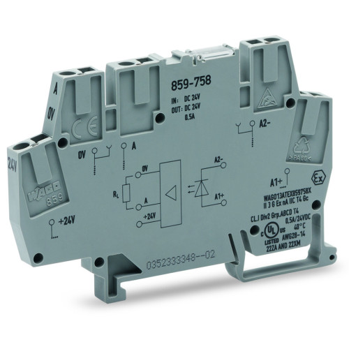 Optocoupler module, Nominal input voltage: 24 VDC, Output voltage range 6 ... 30VDC, gray