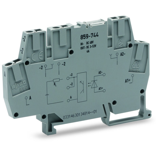 Optocoupler module, Nominal input voltage: 12  48 VDC, Output voltage range 3 ...53VDC, gray