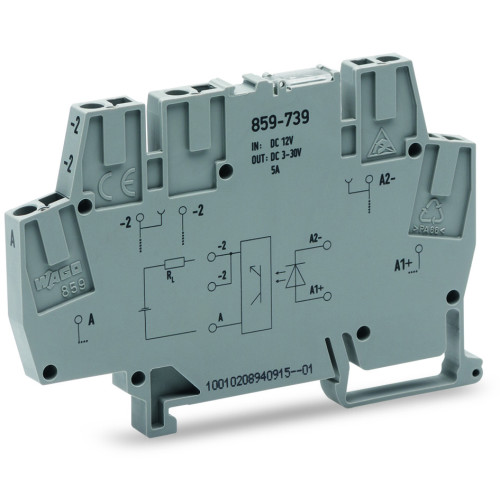 Optocoupler module, Nominal input voltage: 12 VDC, Output voltage range: 3  30 VDC, gray