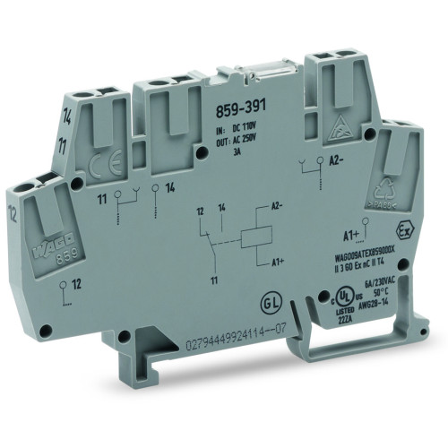 Relay module, Nominal input voltage: 110 VDC, 1 changeover contact, gray