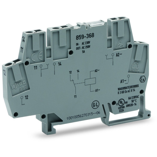 Relay module, Nominal input voltage: 230 VAC, 1 changeover contact, gray