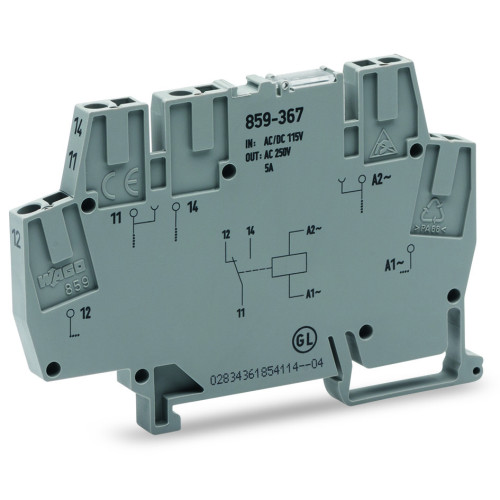 Relay module, Nominal input voltage: 115 VAC, 1 changeover contact, gray
