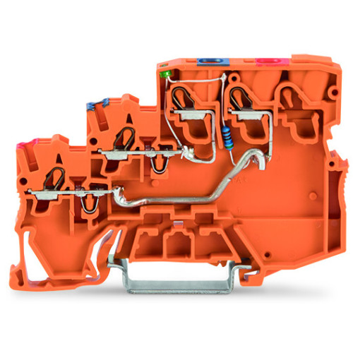 3-conductor sensor supply terminal block, LED (green), Power supply from control panel side, orange