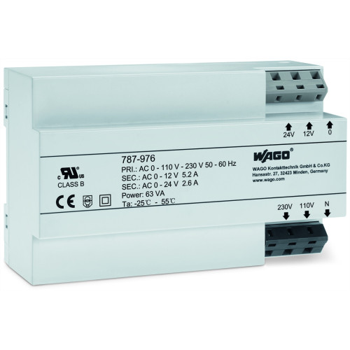 Transformer power supply, Input voltage: 230 VAC, Output voltage: 12  24 VAC