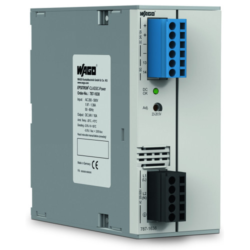 Primary switch mode power supply 2-phase 24 VDC 10 A DC OK contact TopBoost