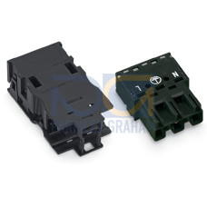 Plug, with strain relief housing, 3-pole, black