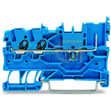 2-conductor/1-pin carrier terminal block, for DIN-rail 35 x 15 and 35 x 7.5, Push-in CAGE CLAMP&reg;, blue