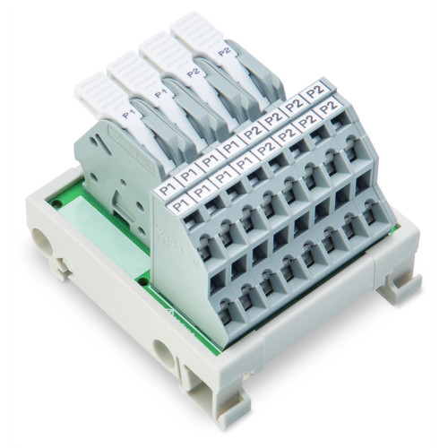 Potential distribution module, 2 potentials, with 2 input clamping points each, gray