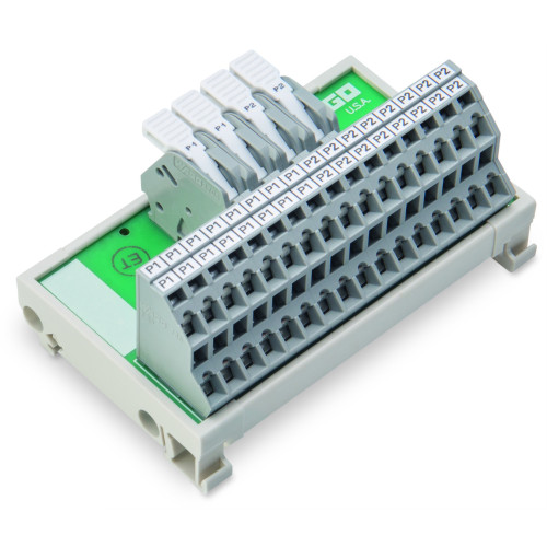 Potential distribution module, 2 potentials, with 2 input clamping points each, gray