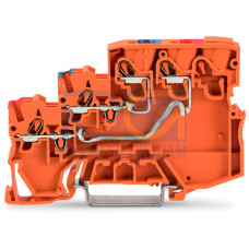3-conductor sensor supply terminal block, Power supply from control panel side, with colored conductor entries, orange