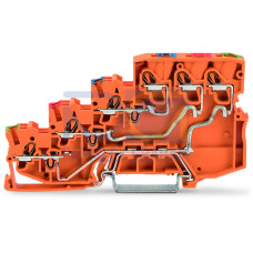 4-conductor sensor supply terminal block, with ground contact, with colored conductor entries, orange