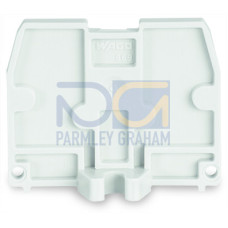 End plate, with fixing flange M3, 2.5 mm thick, light gray