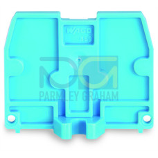 End plate, with fixing flange M3, 2.5 mm thick, blue