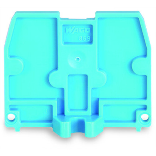 End plate, with fixing flange M3, 2.5 mm thick, blue