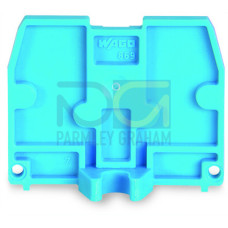End plate, with fixing flange M4, 2.5 mm thick, blue