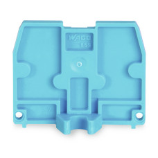End plate, with fixing flange M4, 2.5 mm thick, blue